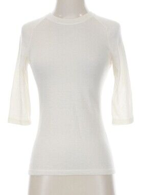 Vince Ivory Wool Pullover Lightweight Raglan Elbow Sleeve Top Sweater Size XS